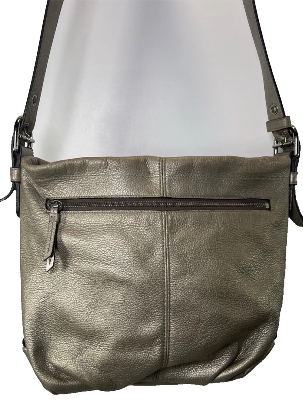 Coach Metallic Leather Convertible Duffle Hobo Bag F15064- AS IS/ READ FLAWS